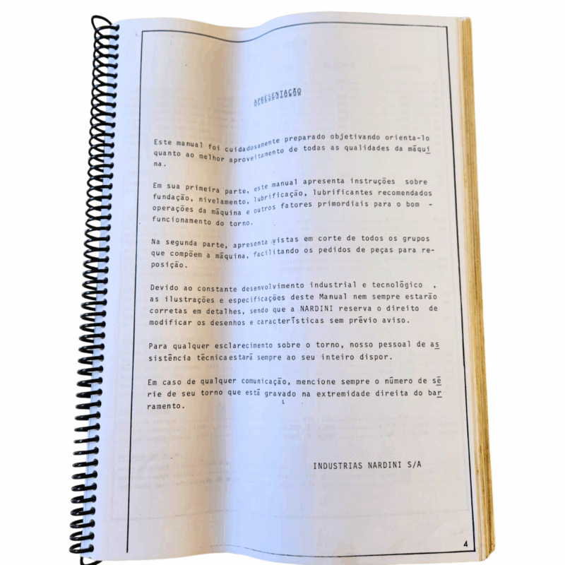 Manual de Instruções Torno Nardini IN 250/T, IN-325A/AT, IN-400B/BT - Image 4