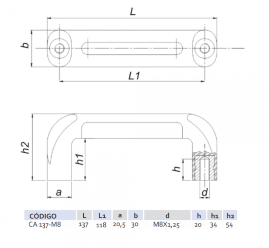 Cabo Alça Baquelite 137-M8 para Torno e Centro de Usinagem - Image 3