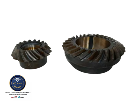 Conjunto de Engrenagem Cônica Helicoidal P21690+P21689 - Cabeçote Vertical Fresadora Romi U30 - Image 3