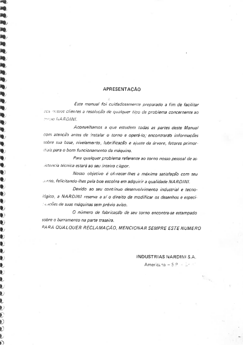 Manual de Instruções do Torno Nardini DT-650 - Image 3