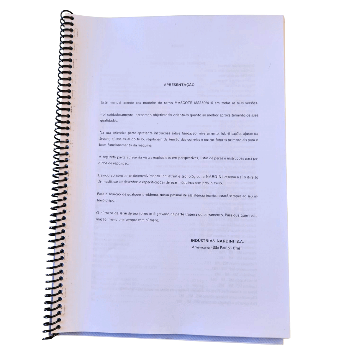 Manual Instruções/Peças Torno Nardini Mascote MS-350, MS-410 - Image 5
