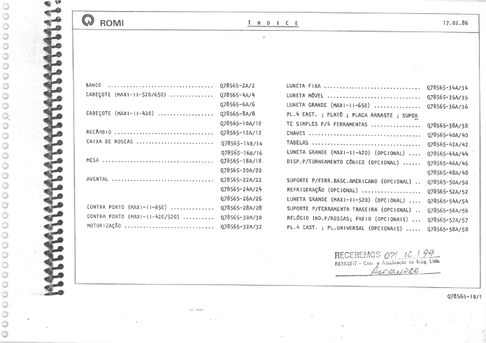 Catálogo de Peças do Torno Romi Maxi II - 420/520/650 - Image 3