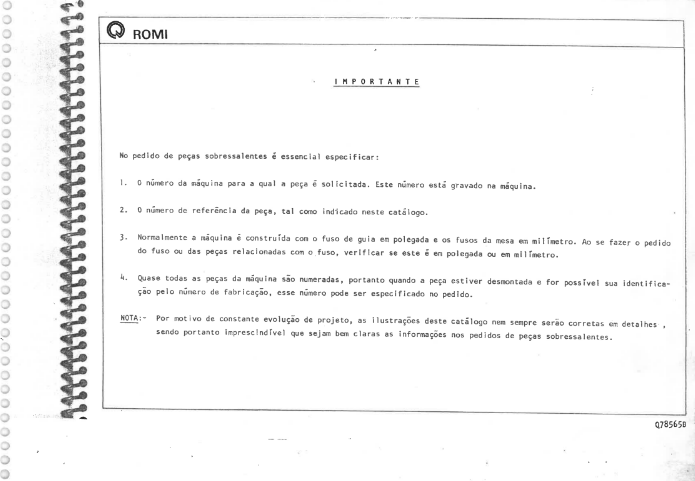 Catálogo de Peças do Torno Romi Maxi II - 420/520/650 - Image 2