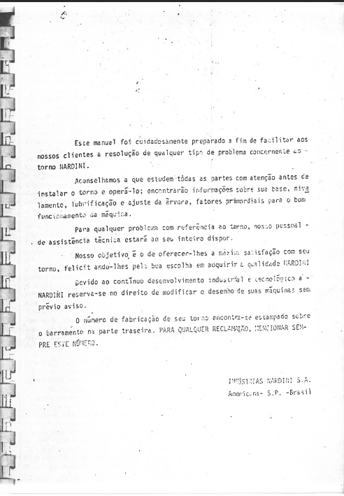 Manual de Instruções do Torno Nardini NHM - Image 3